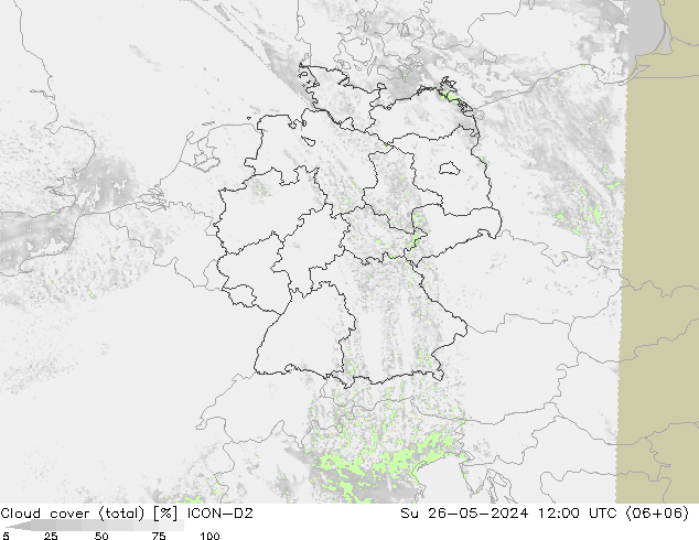 Bewolking (Totaal) ICON-D2 zo 26.05.2024 12 UTC