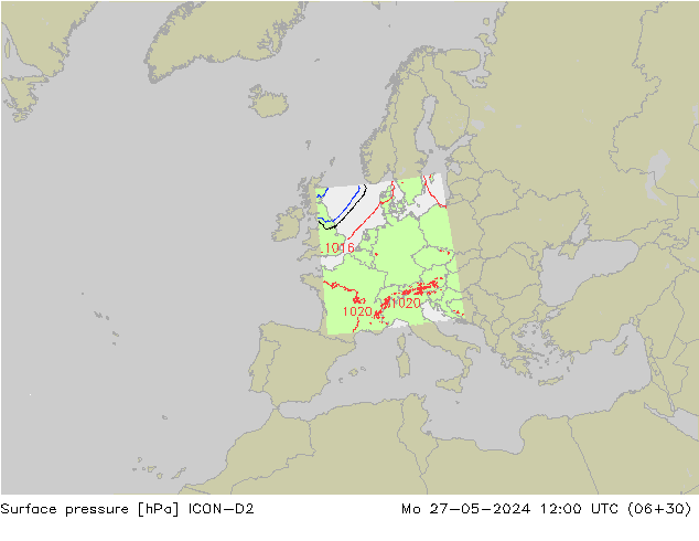 Luchtdruk (Grond) ICON-D2 ma 27.05.2024 12 UTC