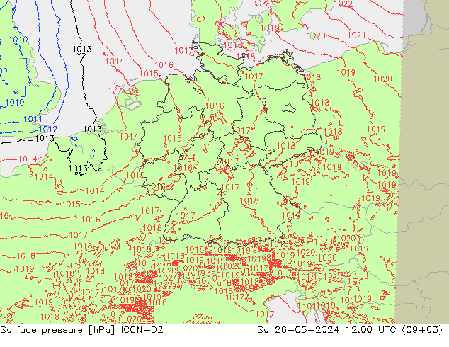 pressão do solo ICON-D2 Dom 26.05.2024 12 UTC