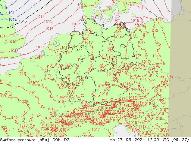 ciśnienie ICON-D2 pon. 27.05.2024 12 UTC