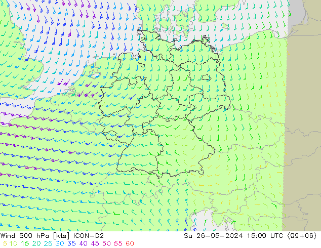 Wind 500 hPa ICON-D2 So 26.05.2024 15 UTC