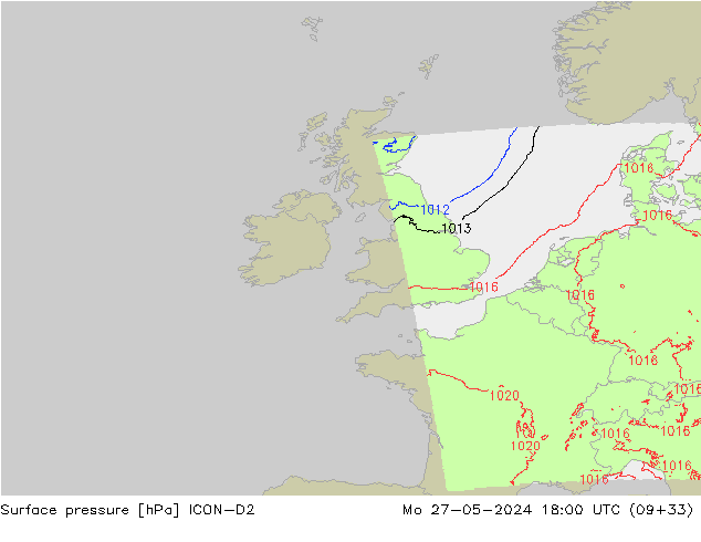 Yer basıncı ICON-D2 Pzt 27.05.2024 18 UTC