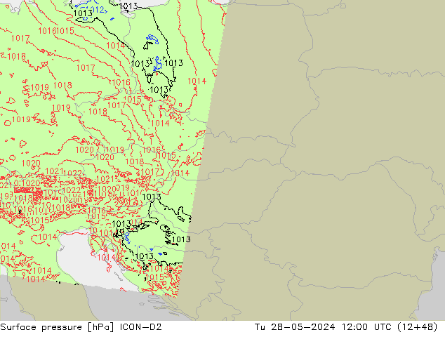 Surface pressure ICON-D2 Tu 28.05.2024 12 UTC