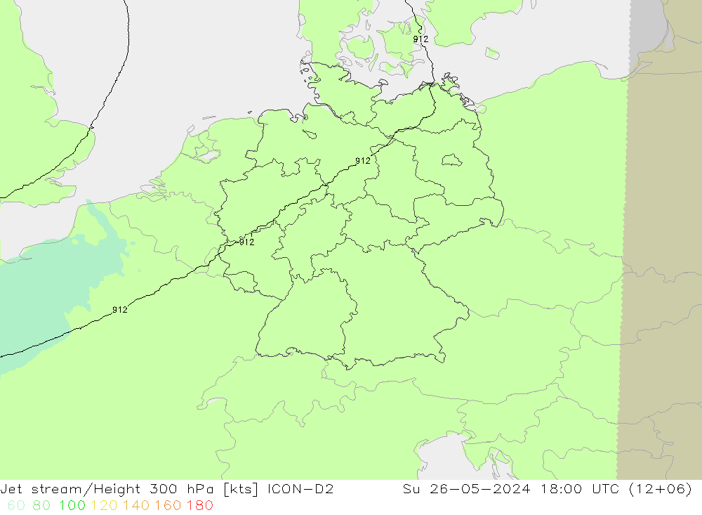 Jet stream/Height 300 hPa ICON-D2 Ne 26.05.2024 18 UTC