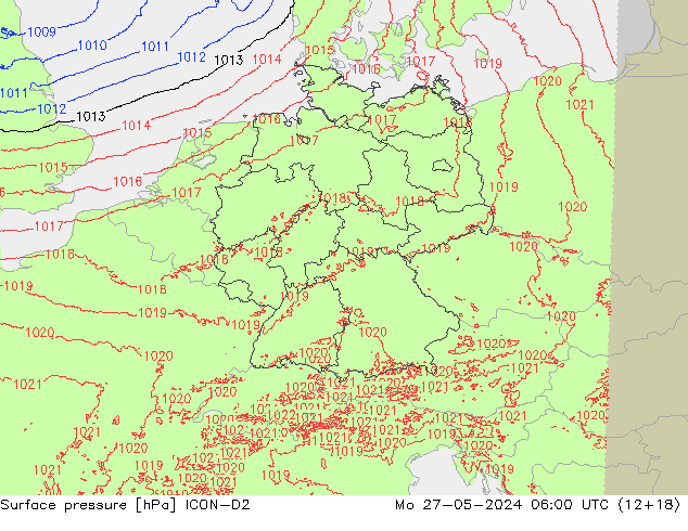 Yer basıncı ICON-D2 Pzt 27.05.2024 06 UTC