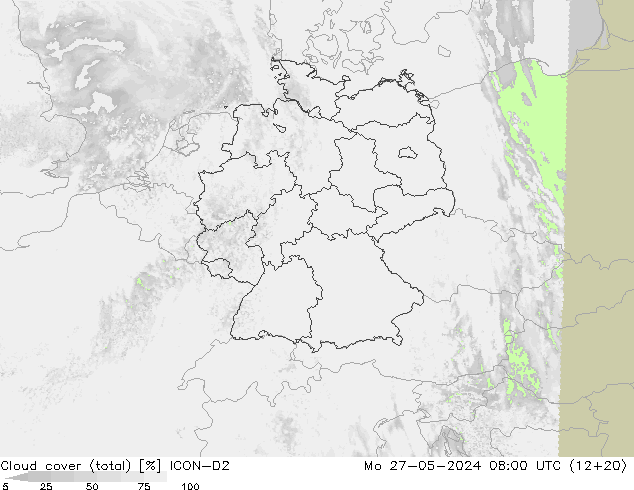 Bulutlar (toplam) ICON-D2 Pzt 27.05.2024 08 UTC
