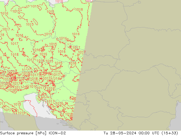 Luchtdruk (Grond) ICON-D2 di 28.05.2024 00 UTC