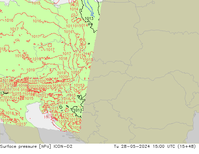 pressão do solo ICON-D2 Ter 28.05.2024 15 UTC