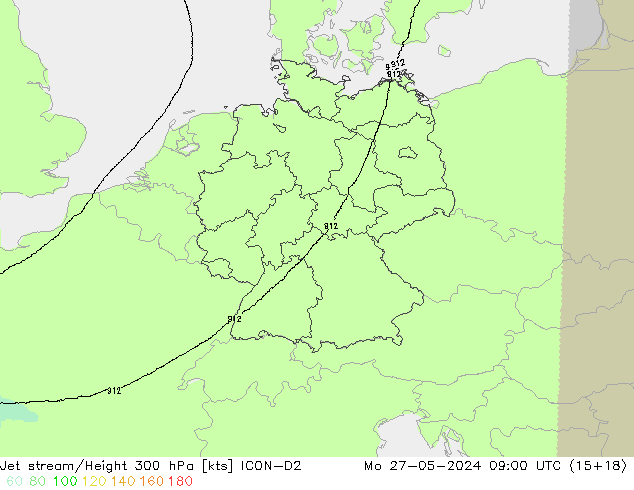 Jet stream ICON-D2 Seg 27.05.2024 09 UTC