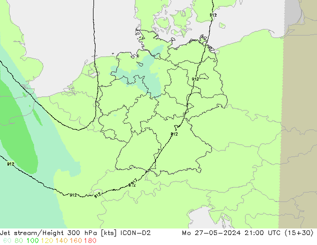 Prąd strumieniowy ICON-D2 pon. 27.05.2024 21 UTC