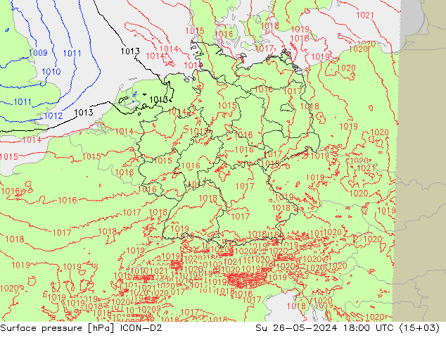 приземное давление ICON-D2 Вс 26.05.2024 18 UTC