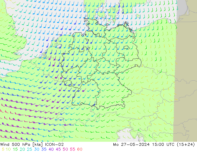 Wind 500 hPa ICON-D2 Po 27.05.2024 15 UTC