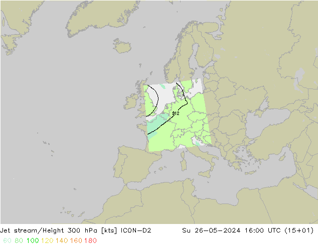 Jet stream/Height 300 hPa ICON-D2 Su 26.05.2024 16 UTC