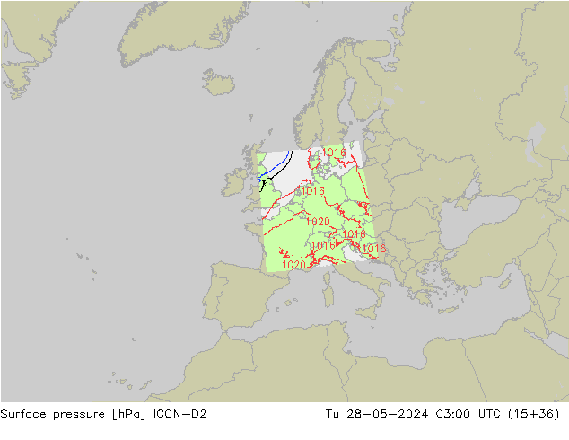 Luchtdruk (Grond) ICON-D2 di 28.05.2024 03 UTC