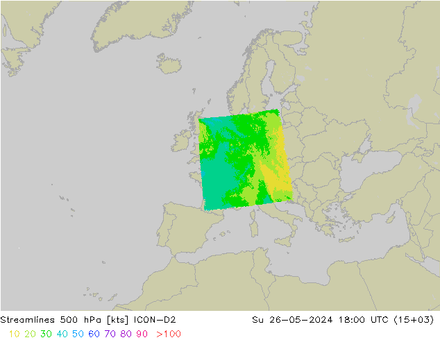 Streamlines 500 hPa ICON-D2 Su 26.05.2024 18 UTC