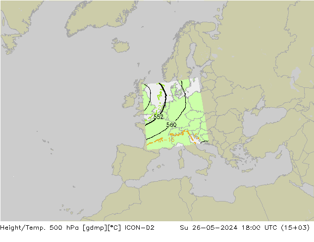 Height/Temp. 500 hPa ICON-D2 So 26.05.2024 18 UTC