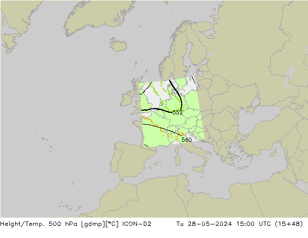 Height/Temp. 500 гПа ICON-D2 вт 28.05.2024 15 UTC