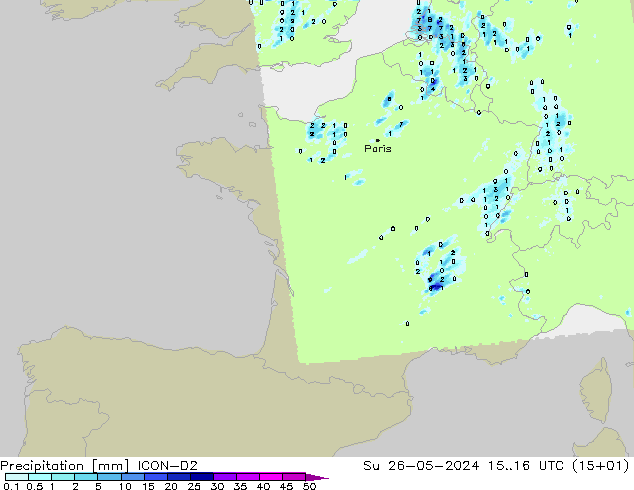 Niederschlag ICON-D2 So 26.05.2024 16 UTC