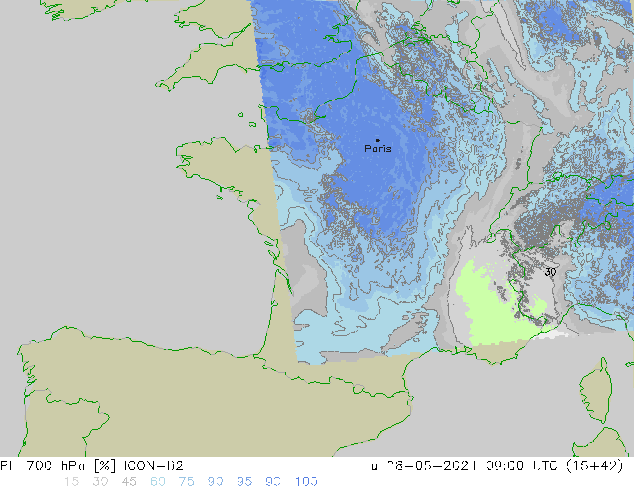 700 hPa Nispi Nem ICON-D2 Sa 28.05.2024 09 UTC