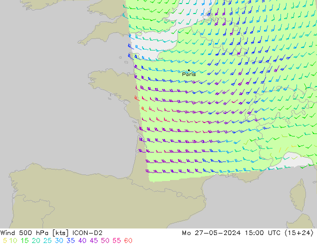 Wind 500 hPa ICON-D2 Mo 27.05.2024 15 UTC