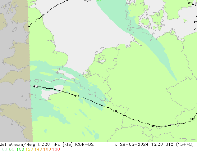 Straalstroom ICON-D2 di 28.05.2024 15 UTC