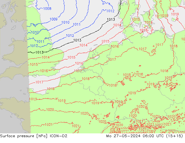 pression de l'air ICON-D2 lun 27.05.2024 06 UTC