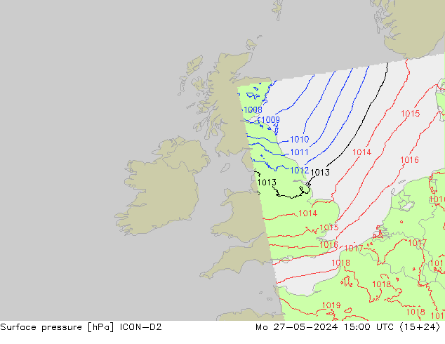 Yer basıncı ICON-D2 Pzt 27.05.2024 15 UTC