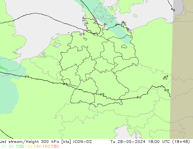 Jet stream ICON-D2 Ter 28.05.2024 18 UTC