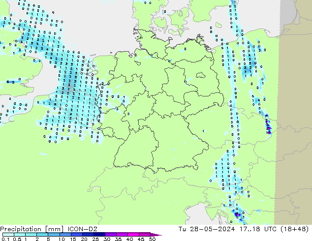 Neerslag ICON-D2 di 28.05.2024 18 UTC