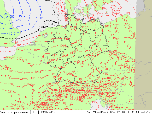 地面气压 ICON-D2 星期日 26.05.2024 21 UTC