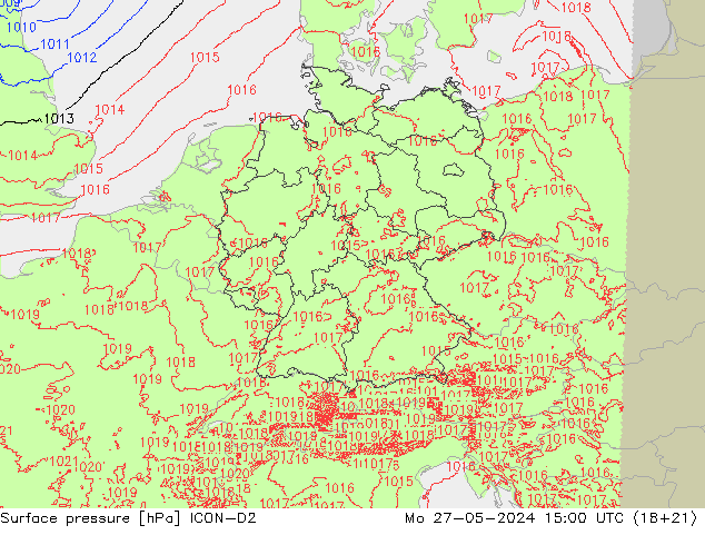 приземное давление ICON-D2 пн 27.05.2024 15 UTC