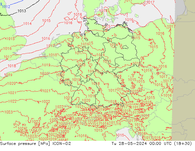 ciśnienie ICON-D2 wto. 28.05.2024 00 UTC