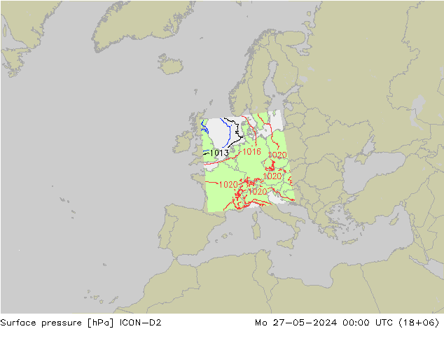 приземное давление ICON-D2 пн 27.05.2024 00 UTC
