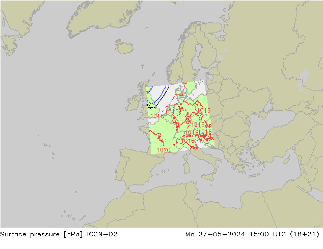 ciśnienie ICON-D2 pon. 27.05.2024 15 UTC