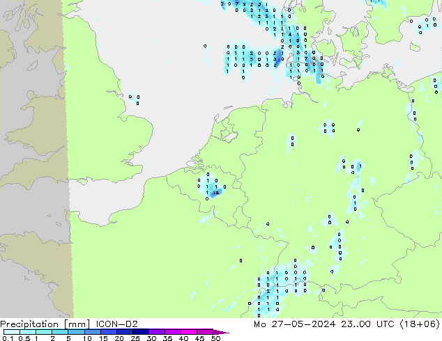 Precipitación ICON-D2 lun 27.05.2024 00 UTC