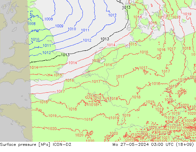 Bodendruck ICON-D2 Mo 27.05.2024 03 UTC