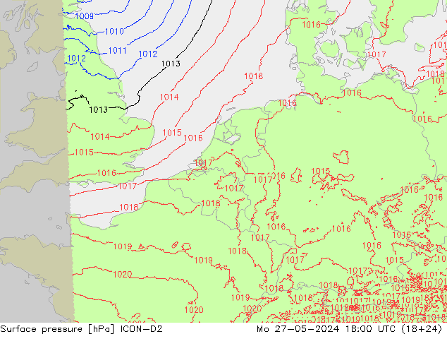 Bodendruck ICON-D2 Mo 27.05.2024 18 UTC