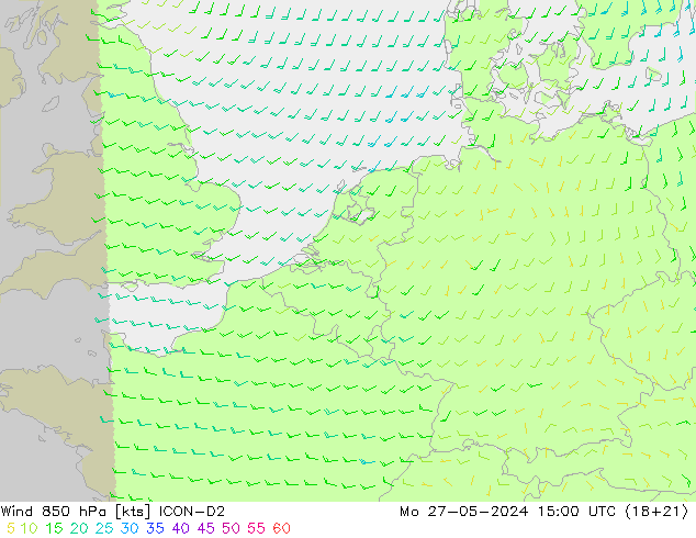 Wind 850 hPa ICON-D2 Mo 27.05.2024 15 UTC