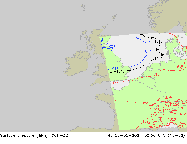 Yer basıncı ICON-D2 Pzt 27.05.2024 00 UTC