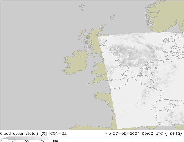 nuvens (total) ICON-D2 Seg 27.05.2024 09 UTC