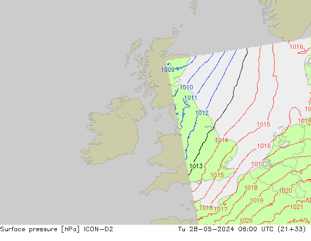 Bodendruck ICON-D2 Di 28.05.2024 06 UTC