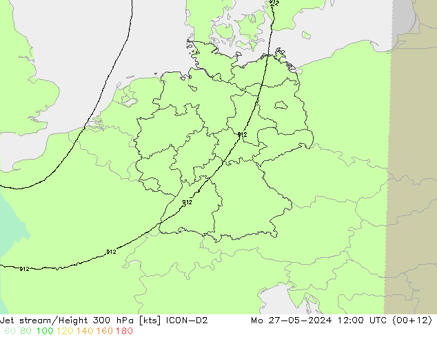 Courant-jet ICON-D2 lun 27.05.2024 12 UTC