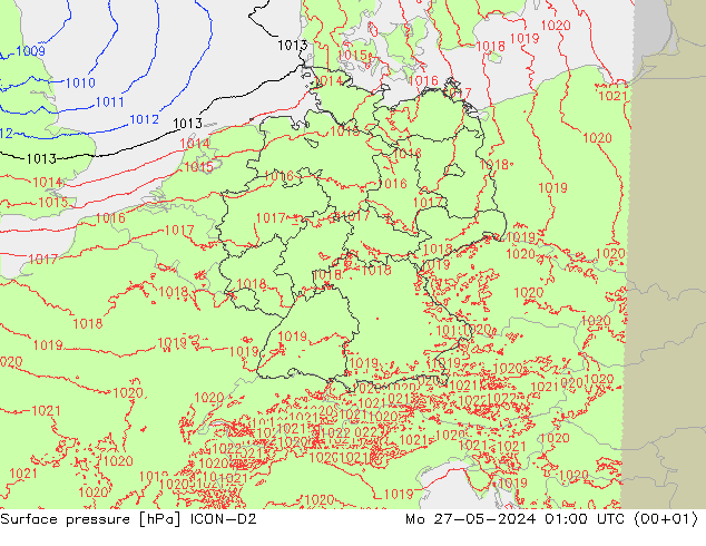 Bodendruck ICON-D2 Mo 27.05.2024 01 UTC