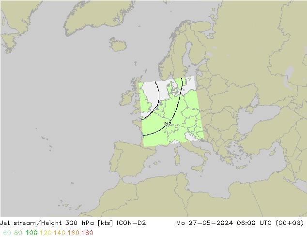 Jet stream/Height 300 hPa ICON-D2 Mo 27.05.2024 06 UTC