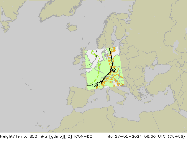 Height/Temp. 850 hPa ICON-D2 Seg 27.05.2024 06 UTC