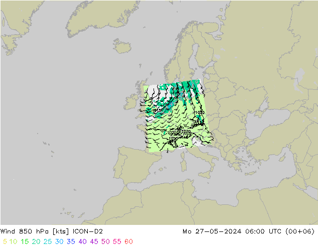 Wind 850 hPa ICON-D2 Mo 27.05.2024 06 UTC