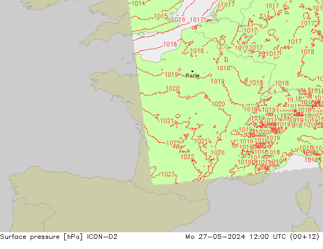 Bodendruck ICON-D2 Mo 27.05.2024 12 UTC
