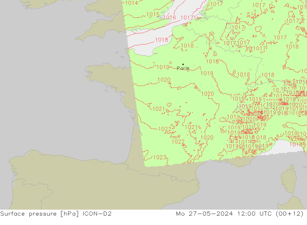 Bodendruck ICON-D2 Mo 27.05.2024 12 UTC