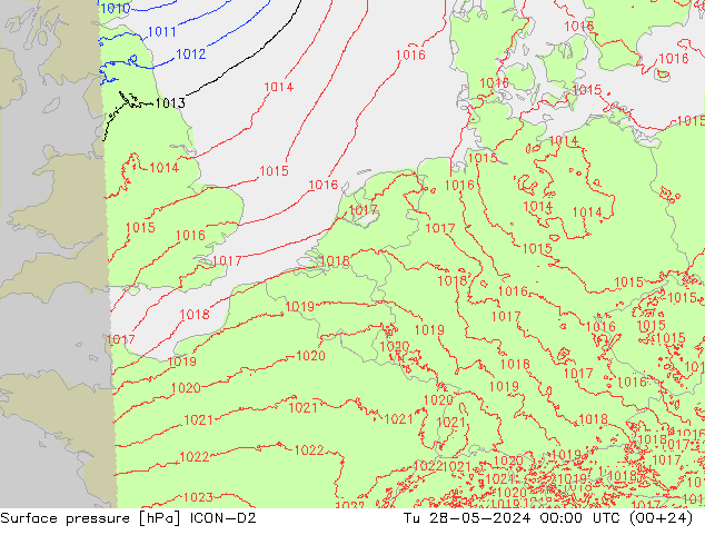 Surface pressure ICON-D2 Tu 28.05.2024 00 UTC