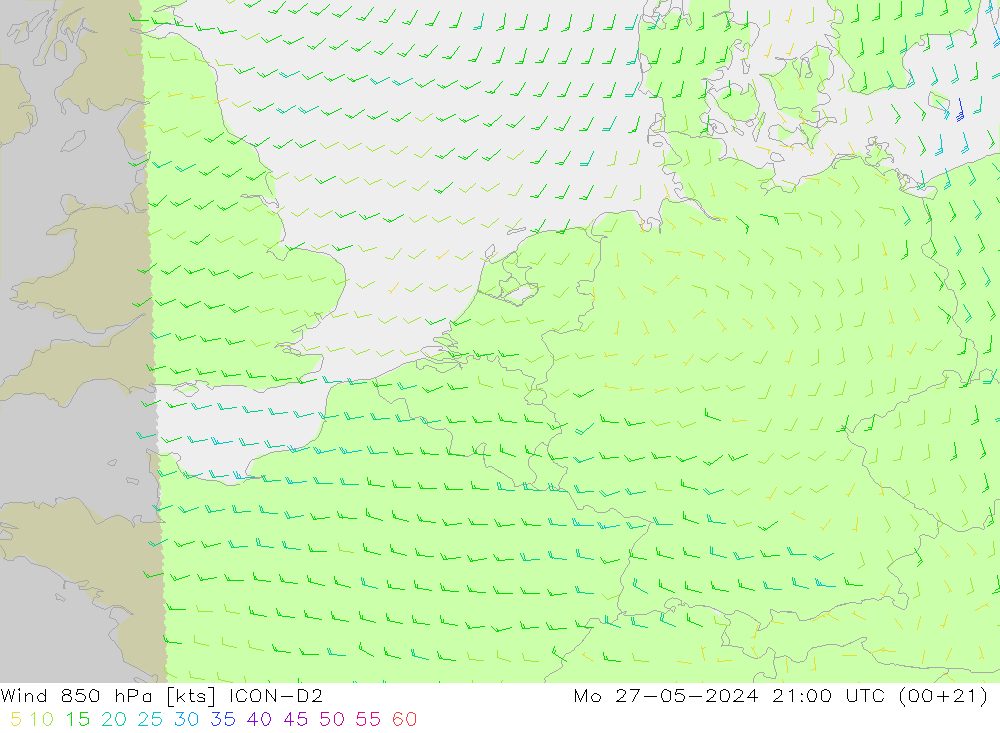 Wind 850 hPa ICON-D2 Mo 27.05.2024 21 UTC